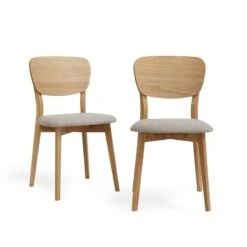 Set Of 2 Linden Contemporary Timber Back Dining Chair