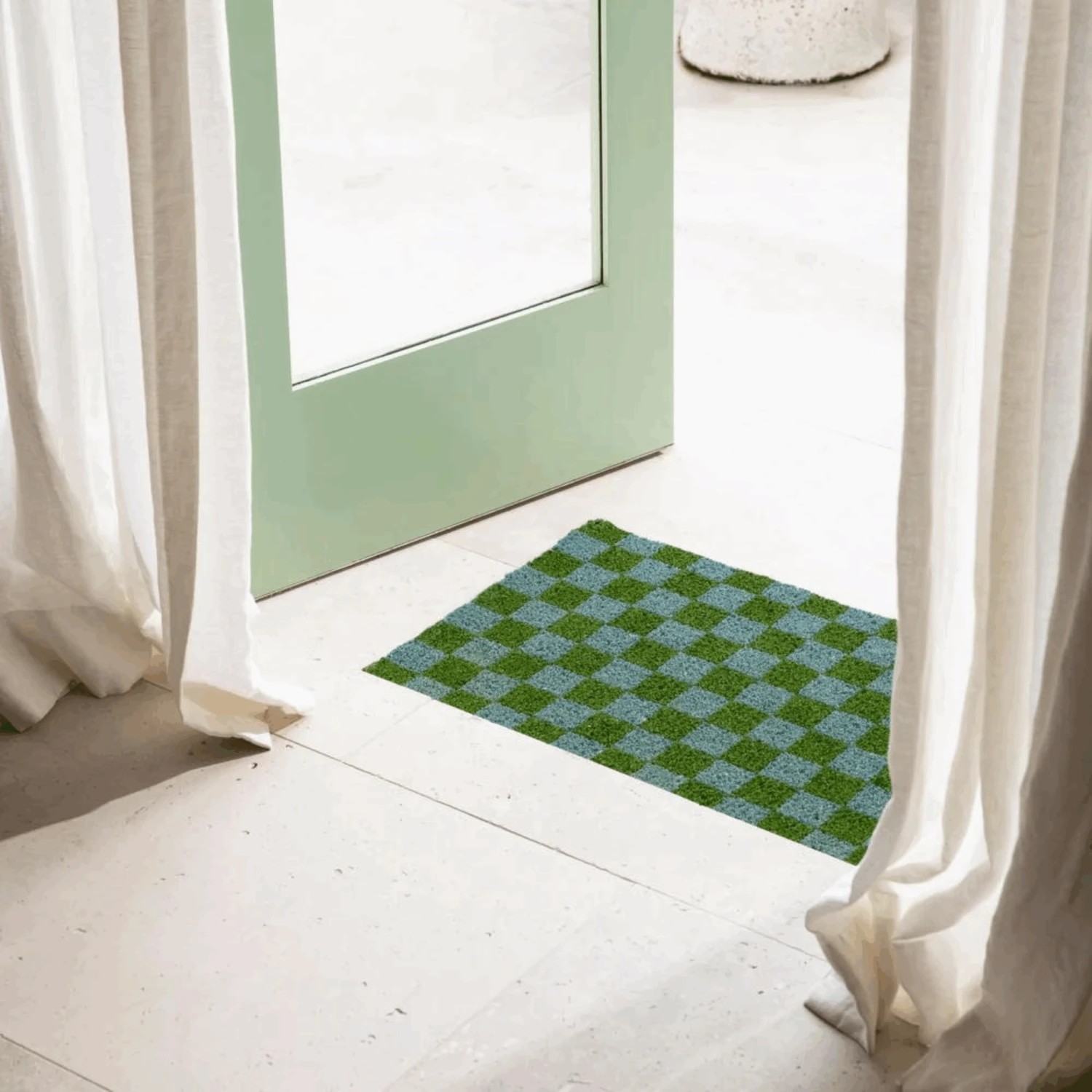 Checkers Door Mat - Blue/Green - Image 2