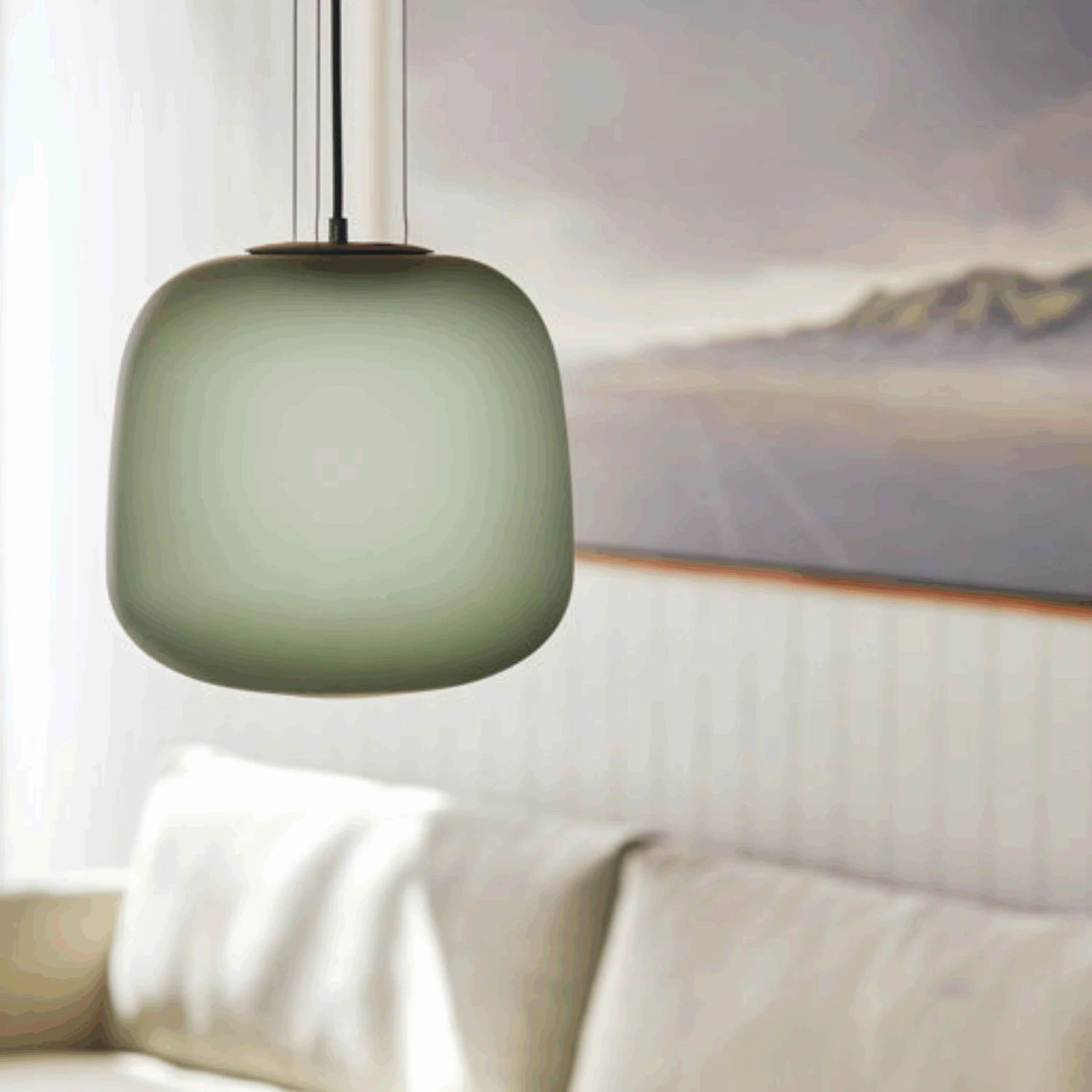 AB Small Pendant - Frosted Smoke Grey/Green - Image 2