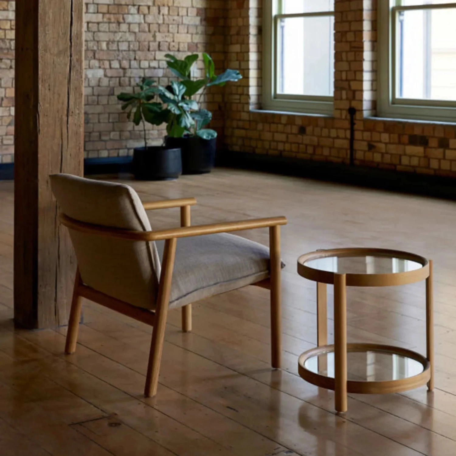 Label Armchair - Oak/Beige - Image 2