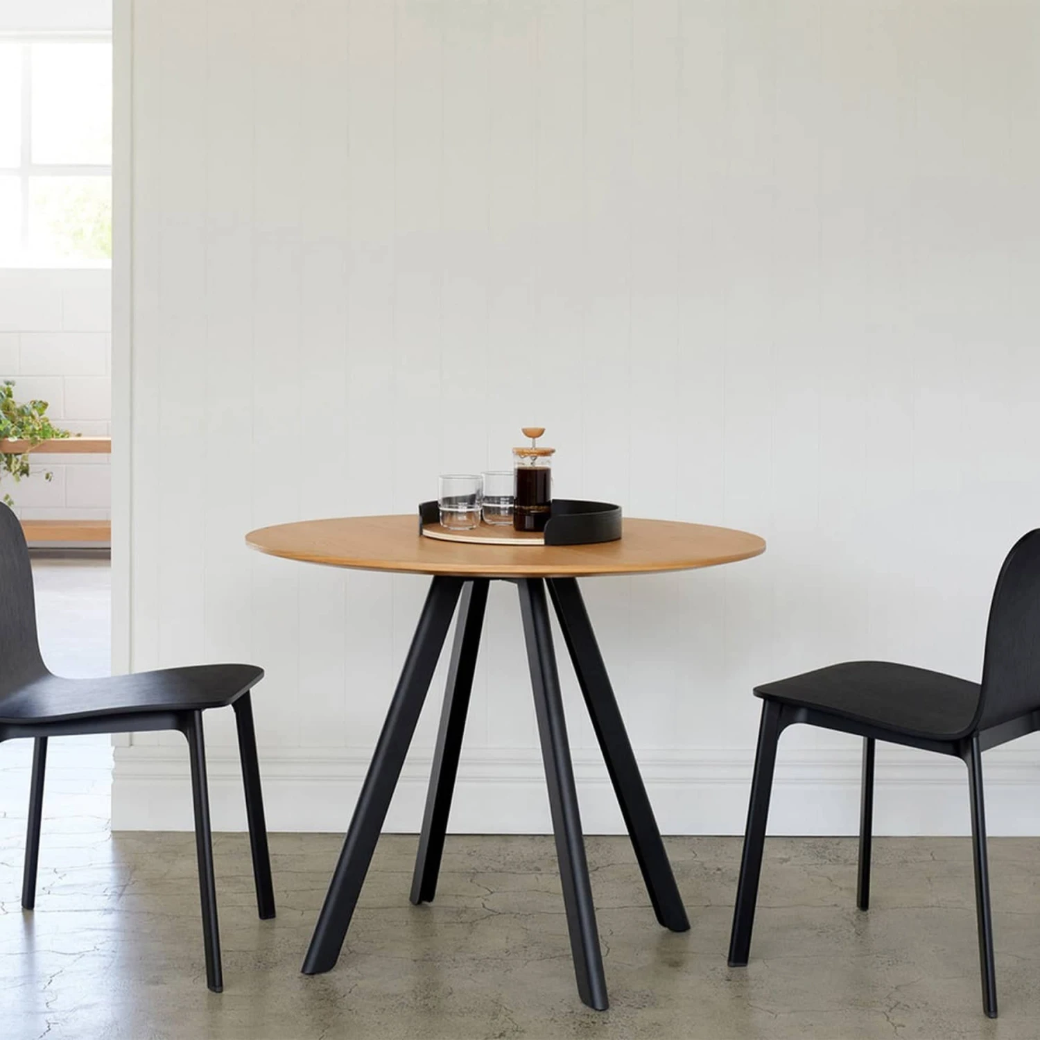 Assembly Round Dining Table 110cm - Oak/Black - Image 3