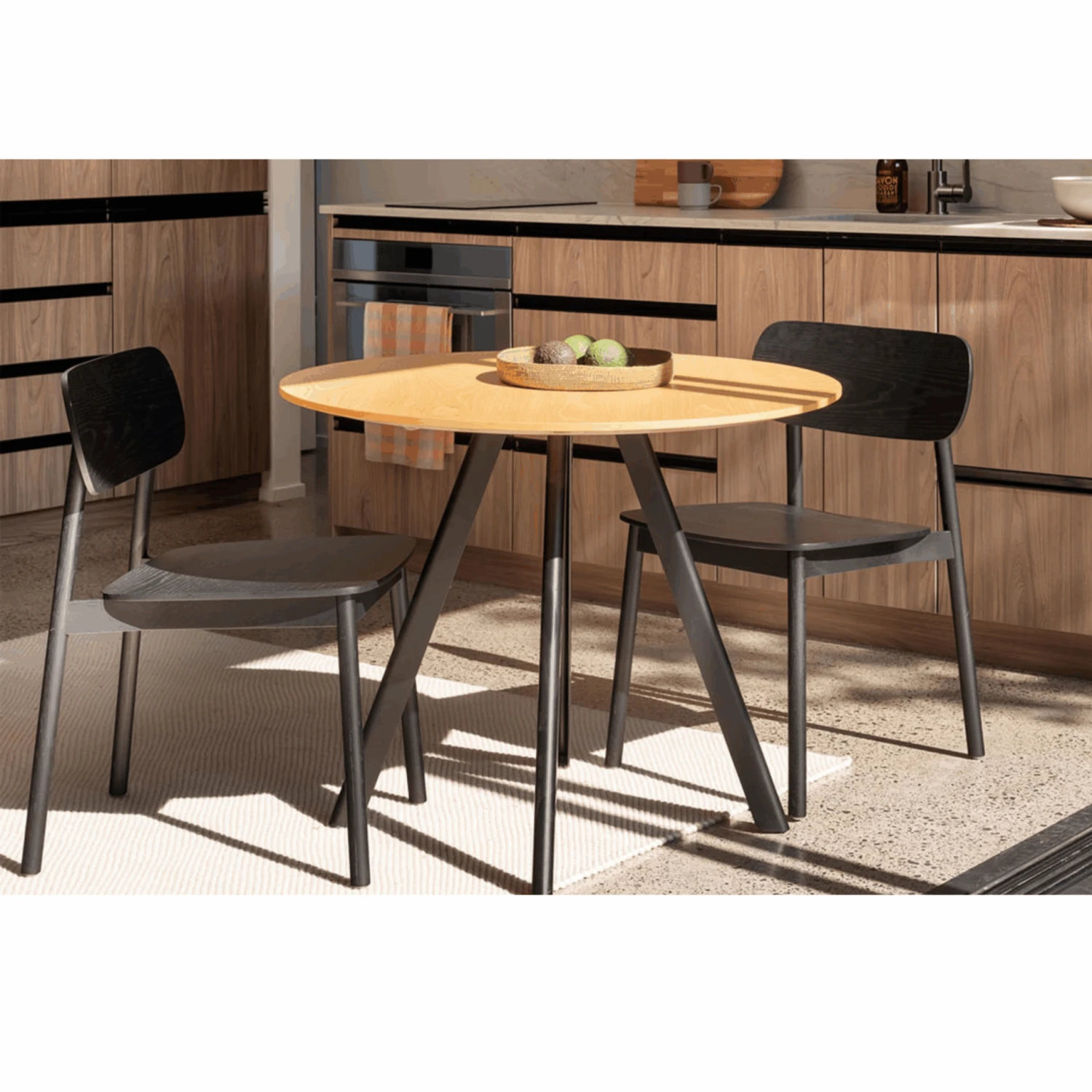 Assembly Round Dining Table 110cm - Oak/Black - Image 2