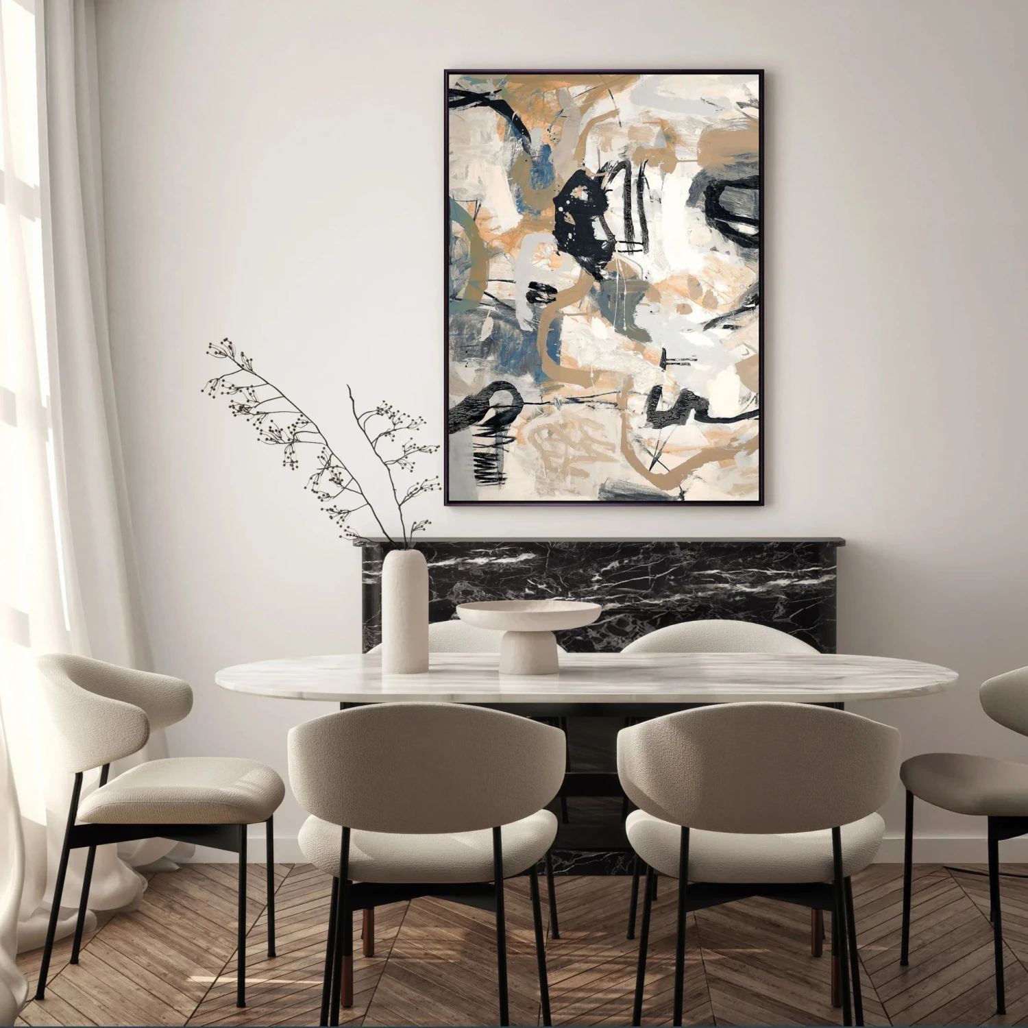 Darlana Abstract I Canvas Print 104.8cm X 145.8cm Oak Frame - Image 2