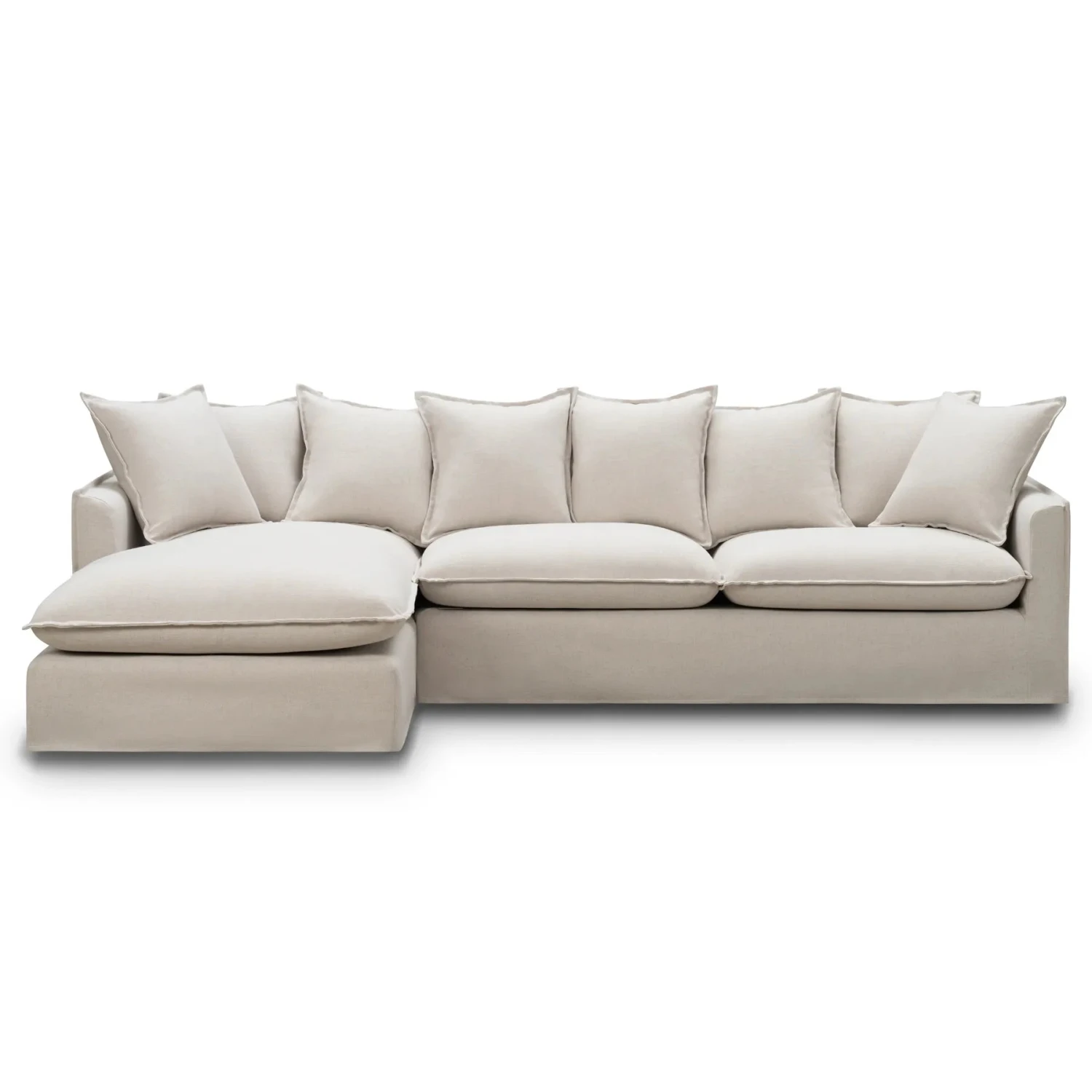 Juno Slipcover 4 Seater LHF Chaise Sofa - Luna Oatmeal - Image 2