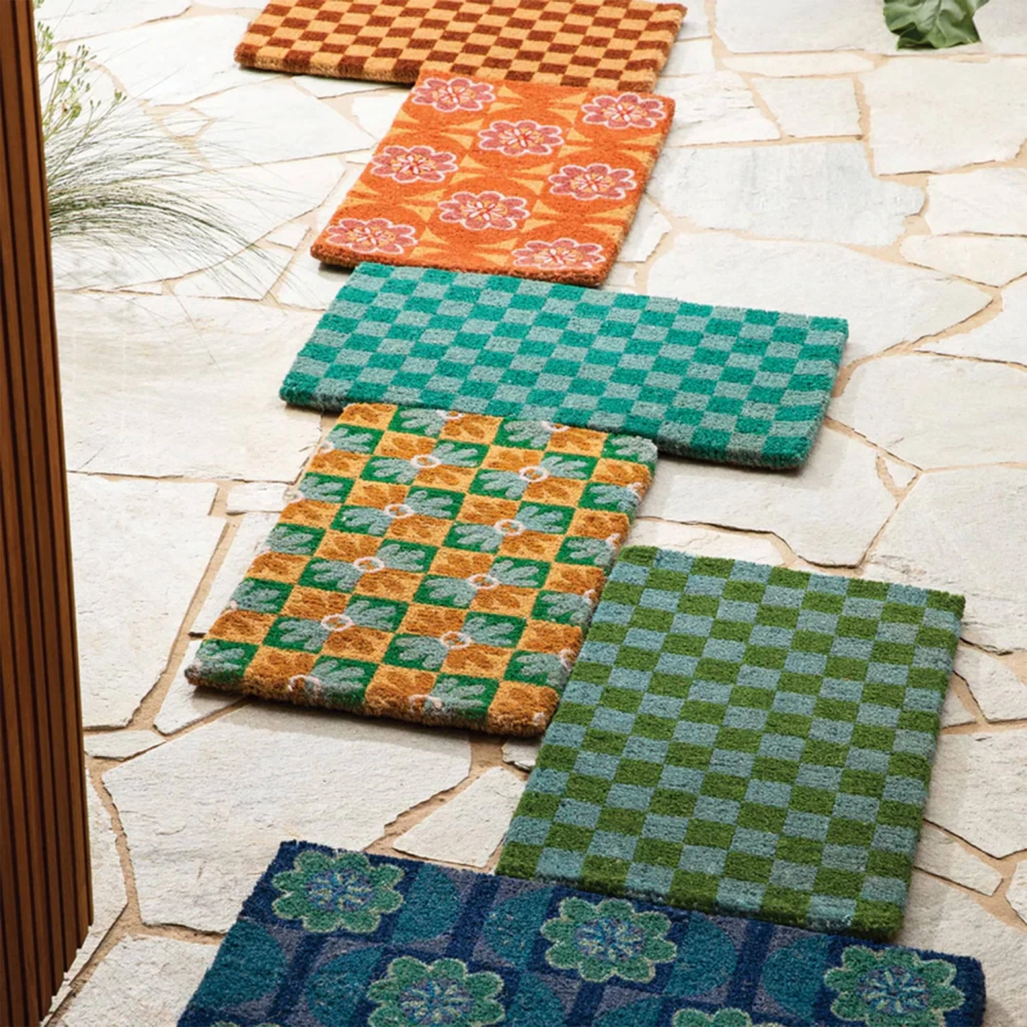 Checkers Door Mat - Blue/Green - Image 3