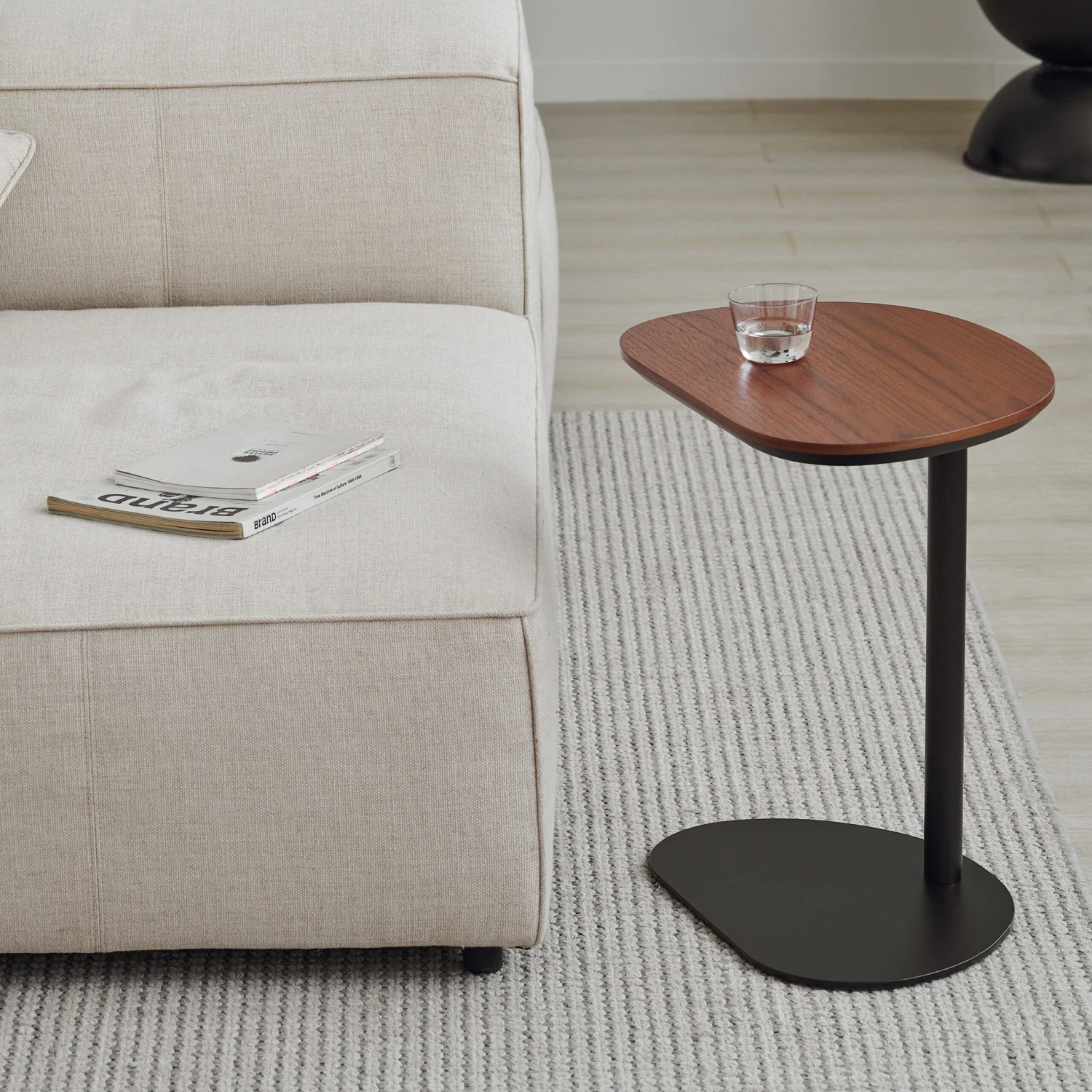 Almond Side Table - Walnut / Black - Image 5
