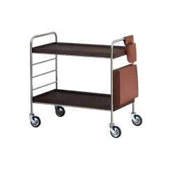 Flowing 2 Shelf Trolley - Brown/Leather