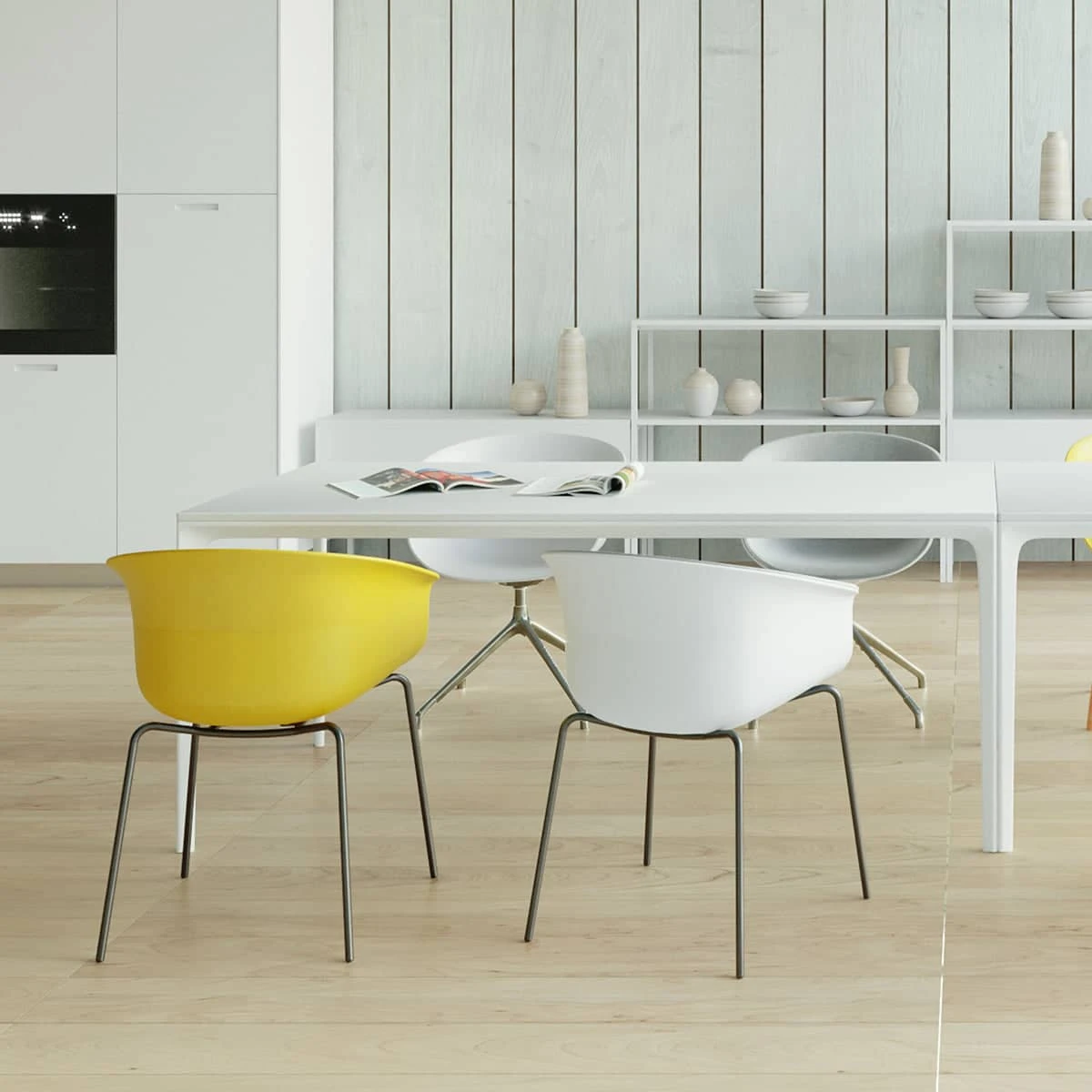 Queen Dining Chair - White / Black - Image 2