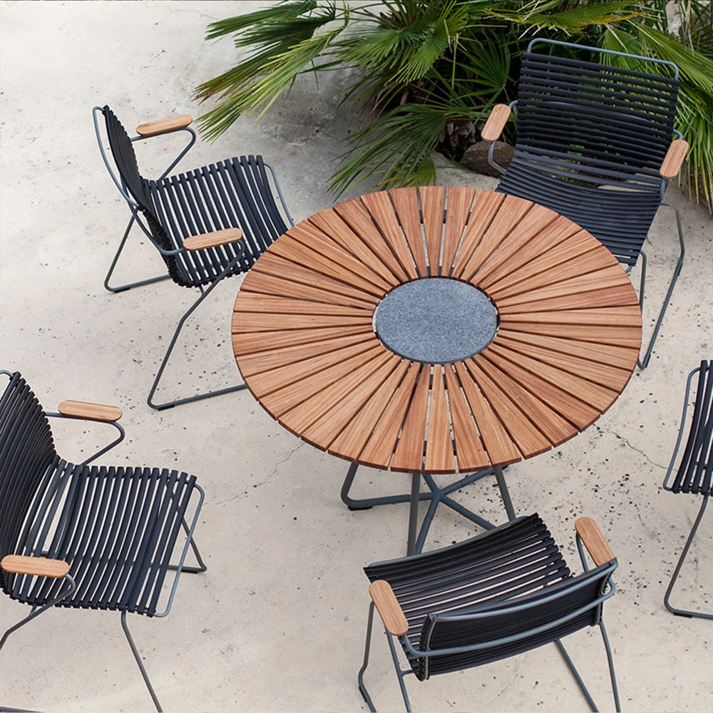 Click Outdoor Dining Chair W Armrest - Black - Image 2