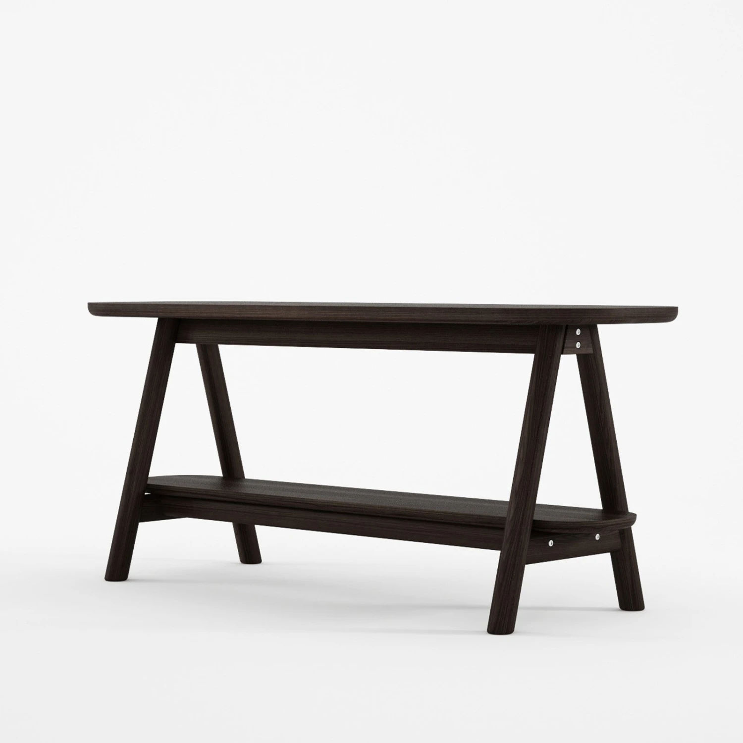 Curbus Oval Media Rack - White Ash Dark Stained