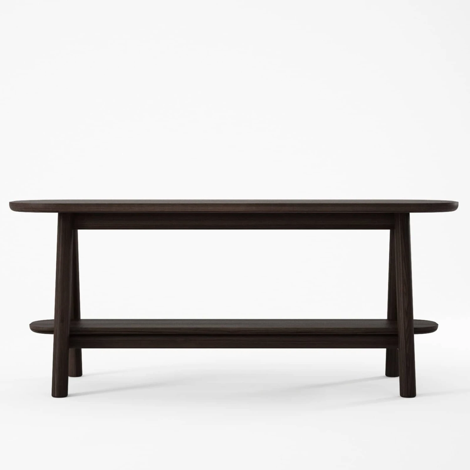 Curbus Oval Media Rack - White Ash Dark Stained - Image 3