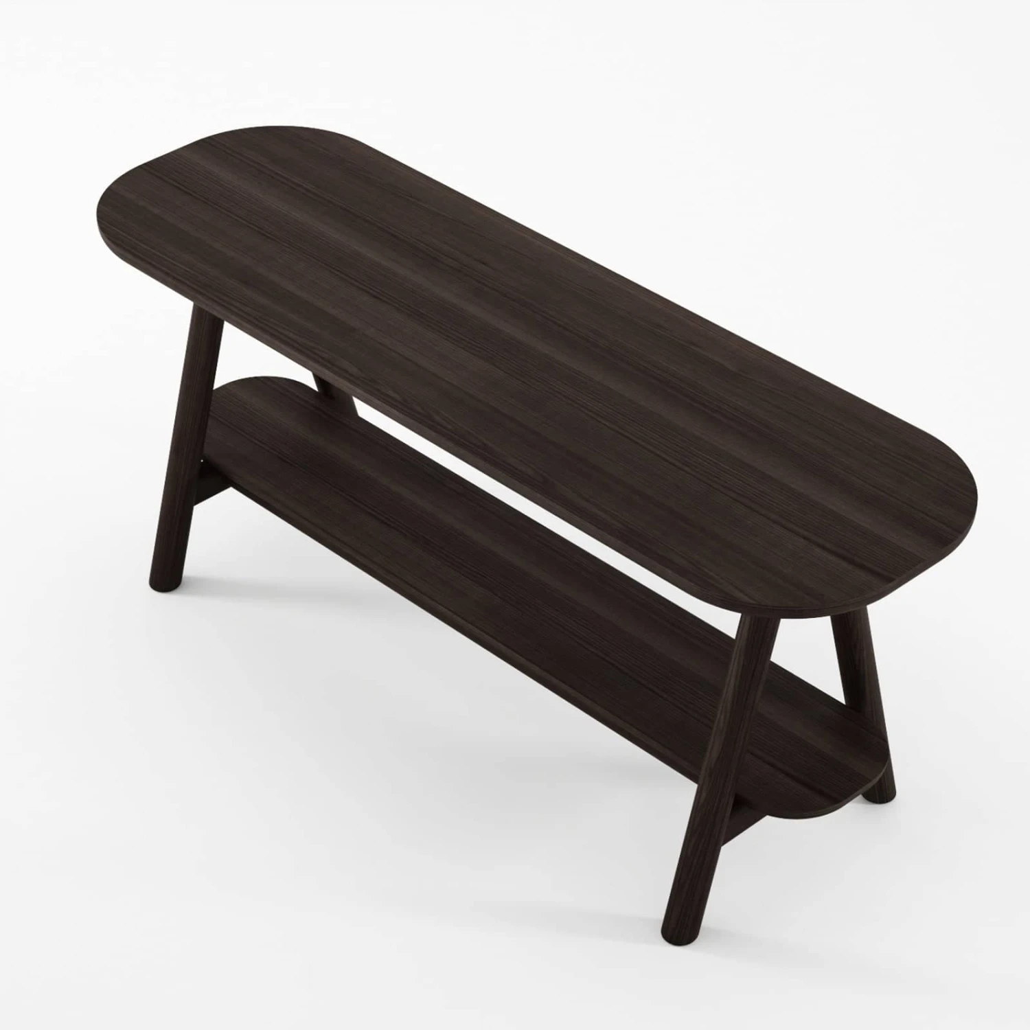 Curbus Oval Media Rack - White Ash Dark Stained - Image 4