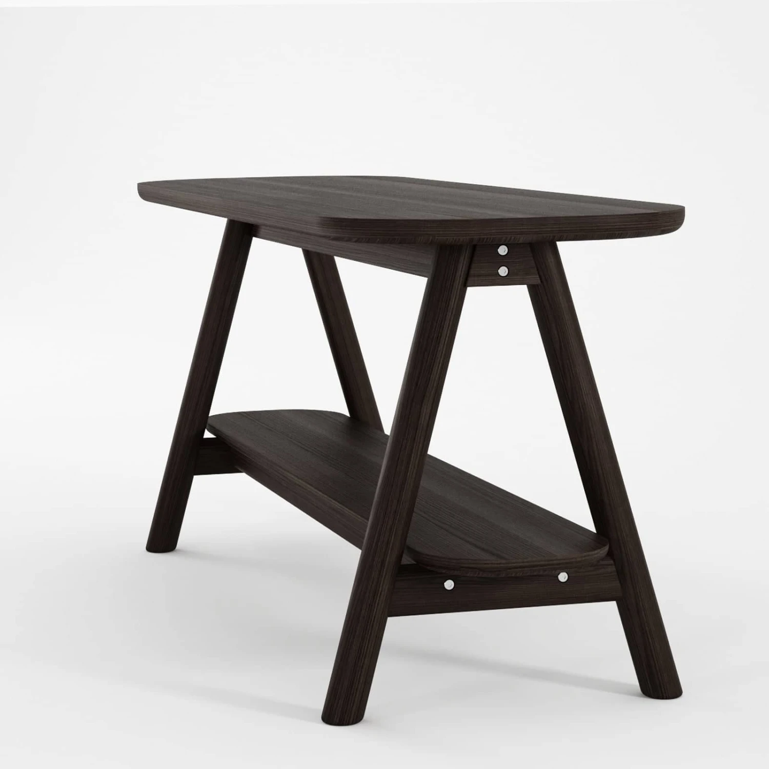 Curbus Oval Media Rack - White Ash Dark Stained - Image 6