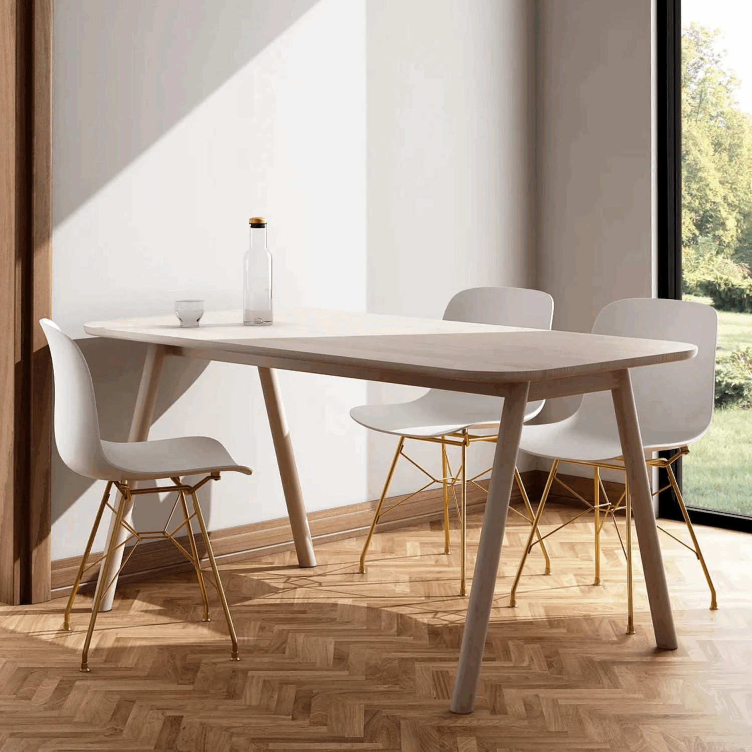 Curbus Round Corner Dining Table 160cm - White Ash - Image 2