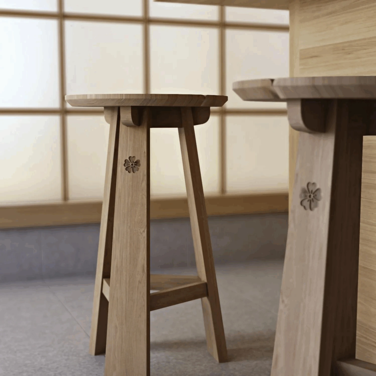 East Round Stool - Oak - Image 3