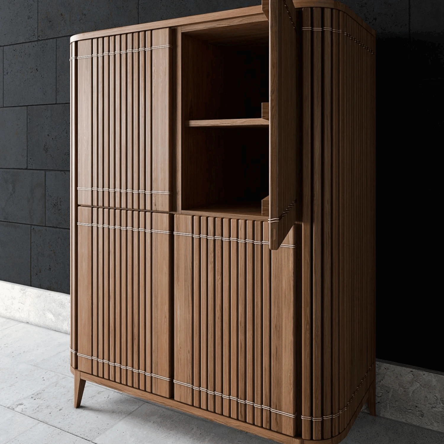 Koppar Cupboard W 4 Dr Teak - Image 3