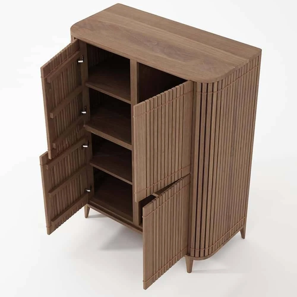Koppar Cupboard W 4 Dr Teak - Image 4