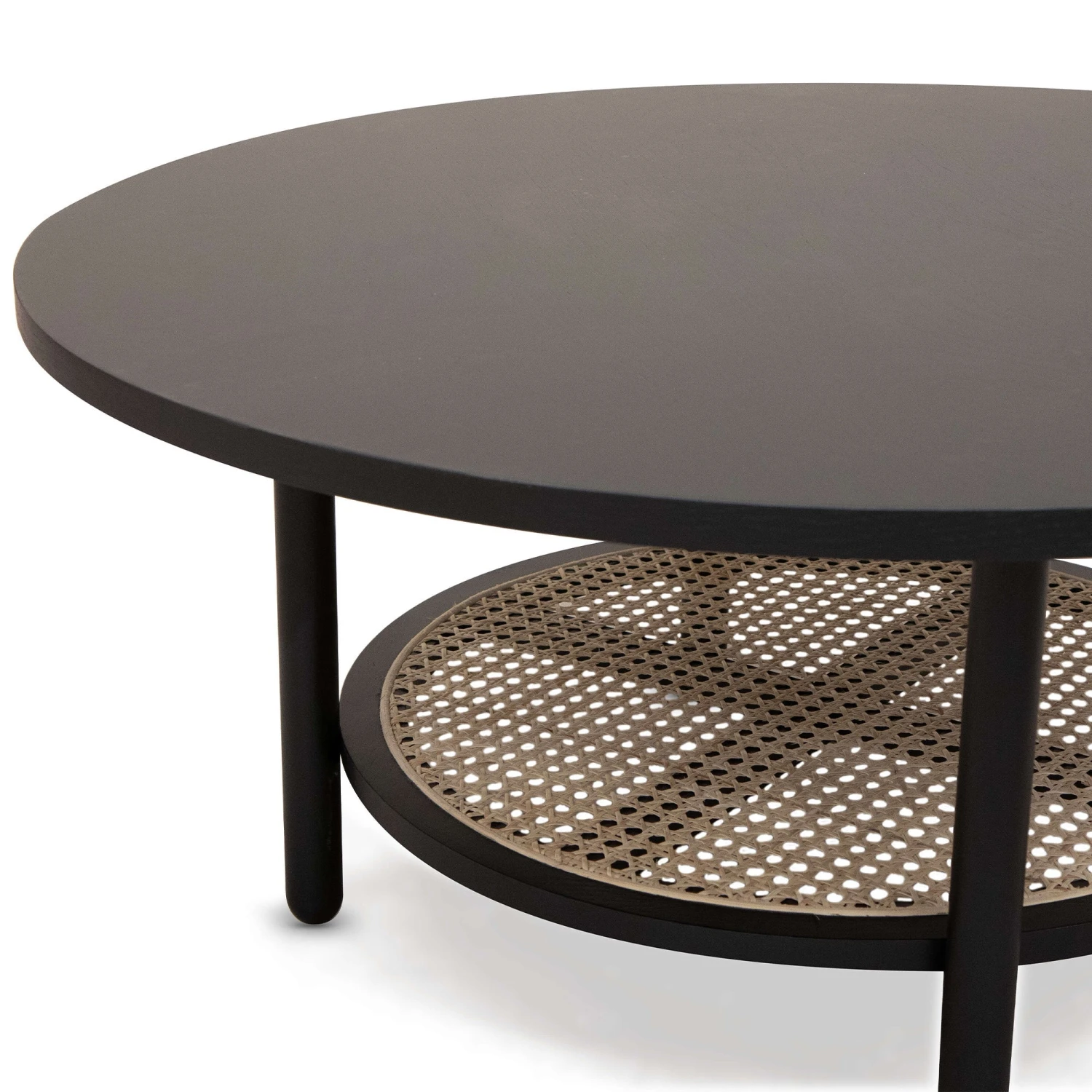 Radial Rattan Coffee Table - Black/Natural - Image 2