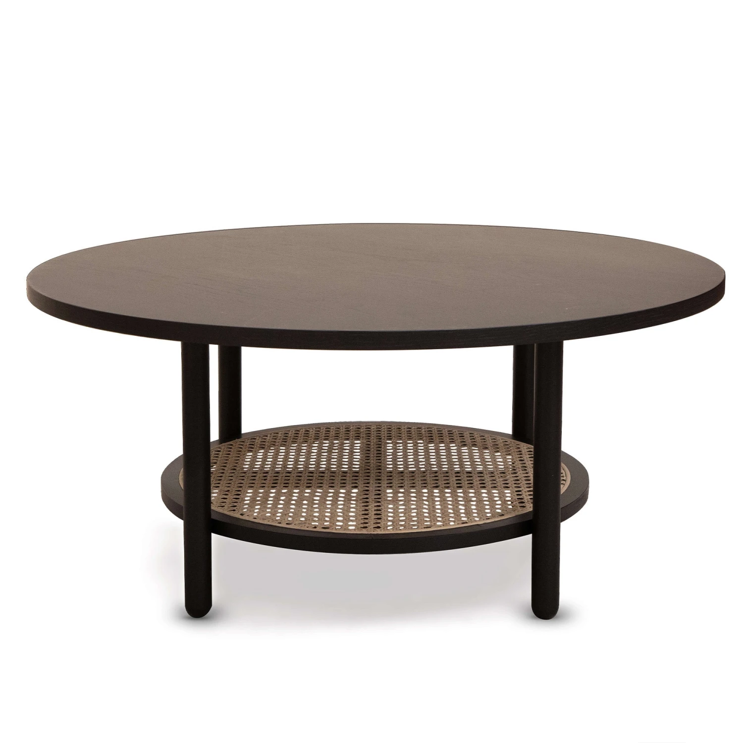 Radial Rattan Coffee Table - Black/Natural - Image 3