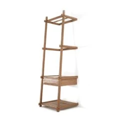 Simply City Ladder Standing Hanger W/Drawers & Shelves - Teak