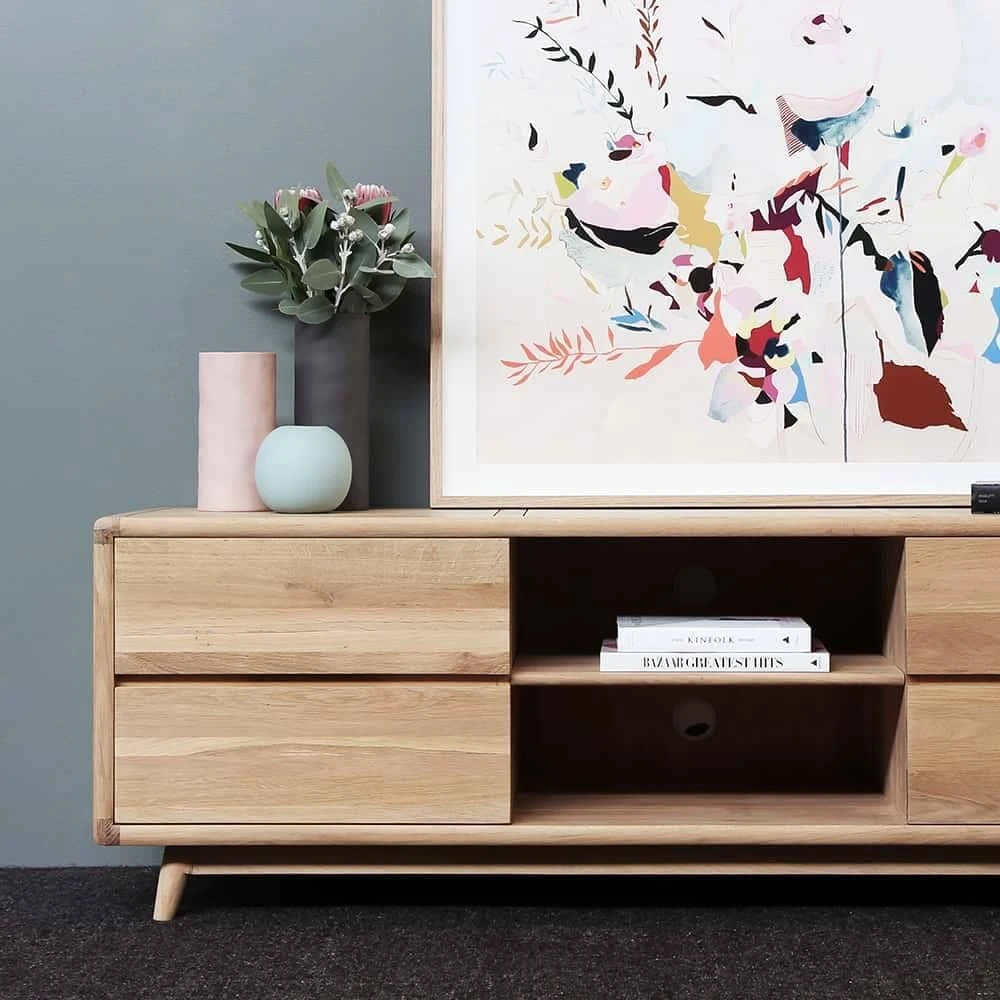 Vintage Low TV Unit - Oak - Image 2