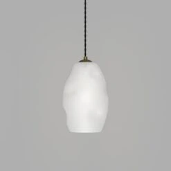 Organic Pendant Medium - Brass/White