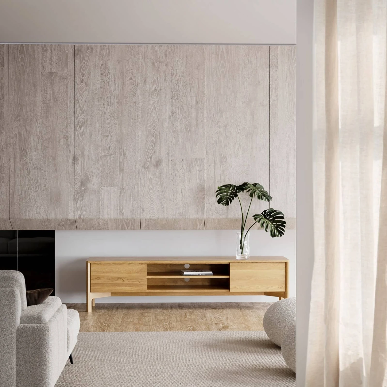 Aksel Entertainment Unit 220cm - Oak - Image 2