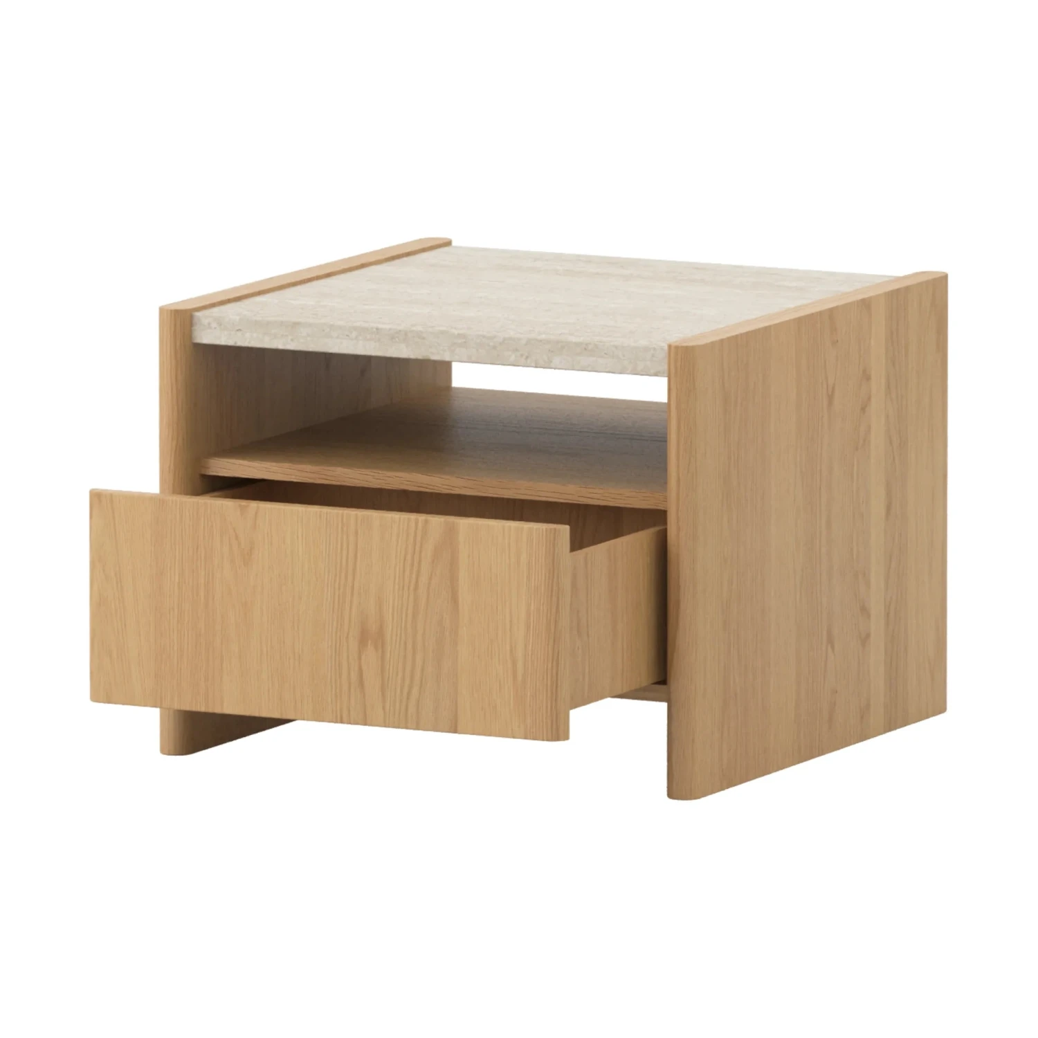 Stella Bedside Table - Oak/Travertine - Image 3