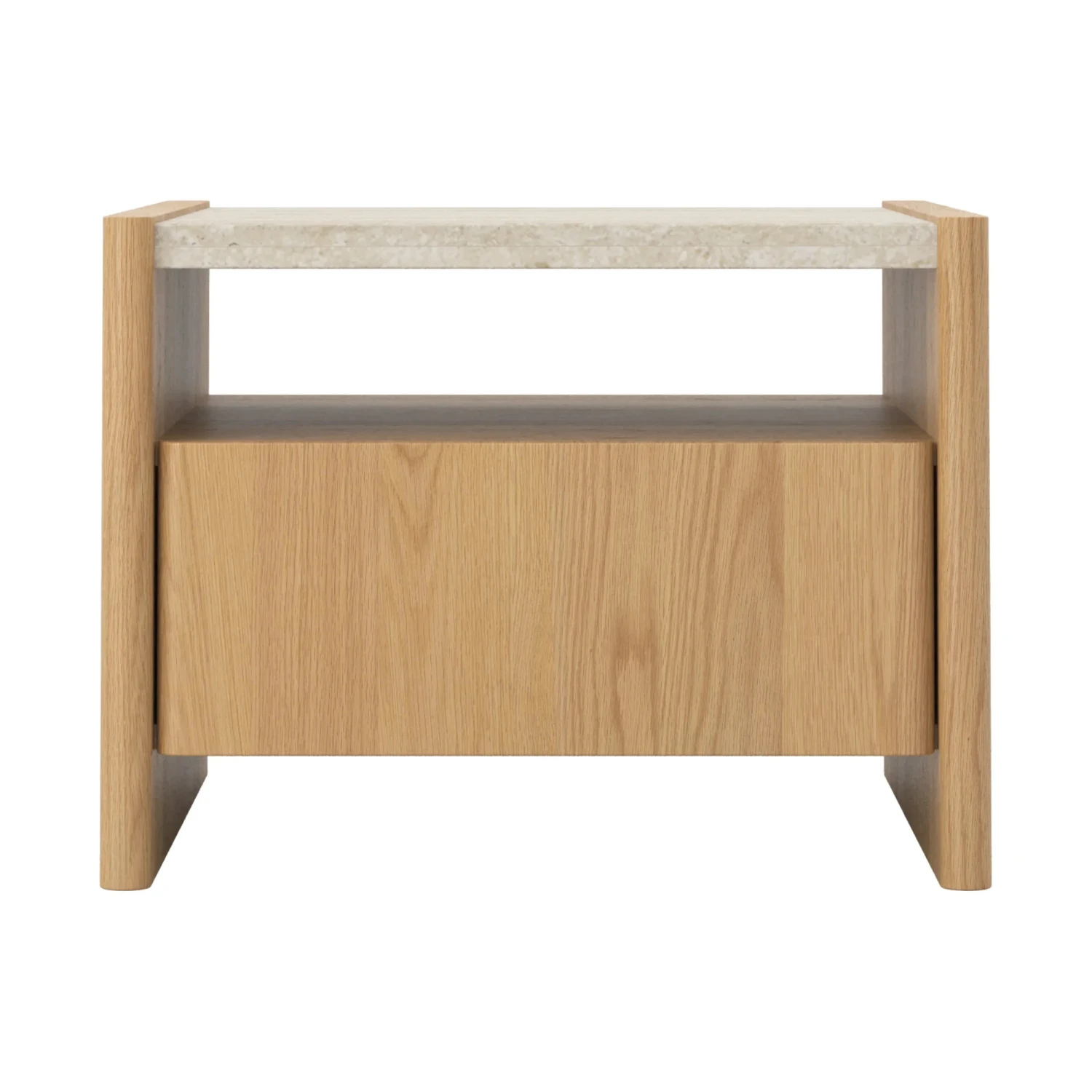Stella Bedside Table - Oak/Travertine - Image 4