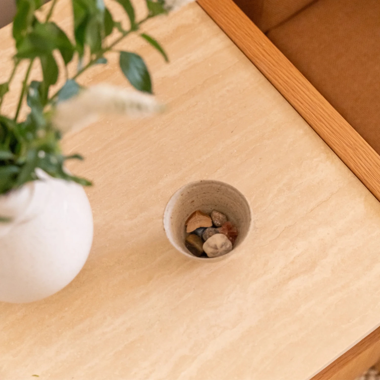 Stella Bedside Table - Oak/Travertine - Image 7