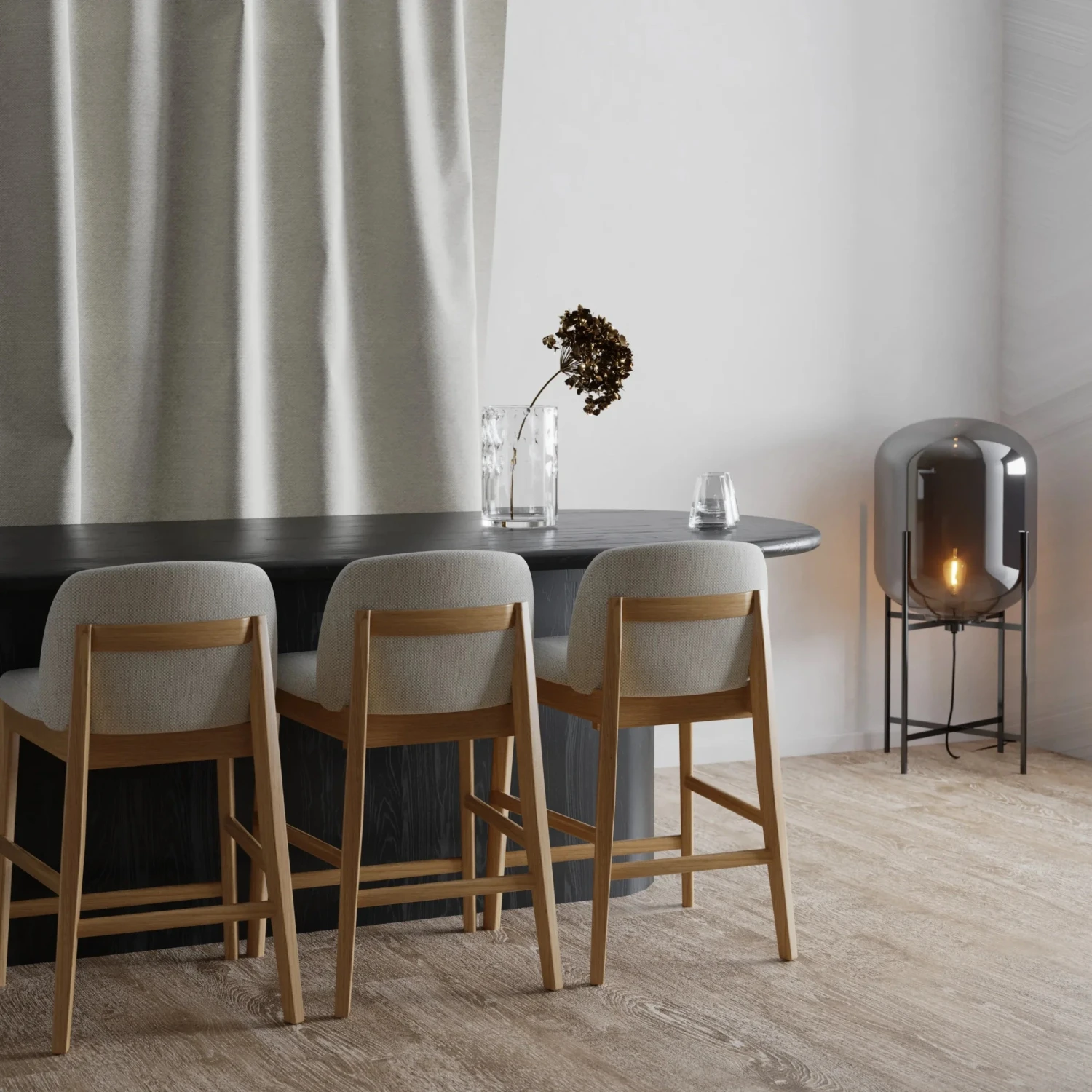 Stella Bar Stool - Oak/Beige - Image 2