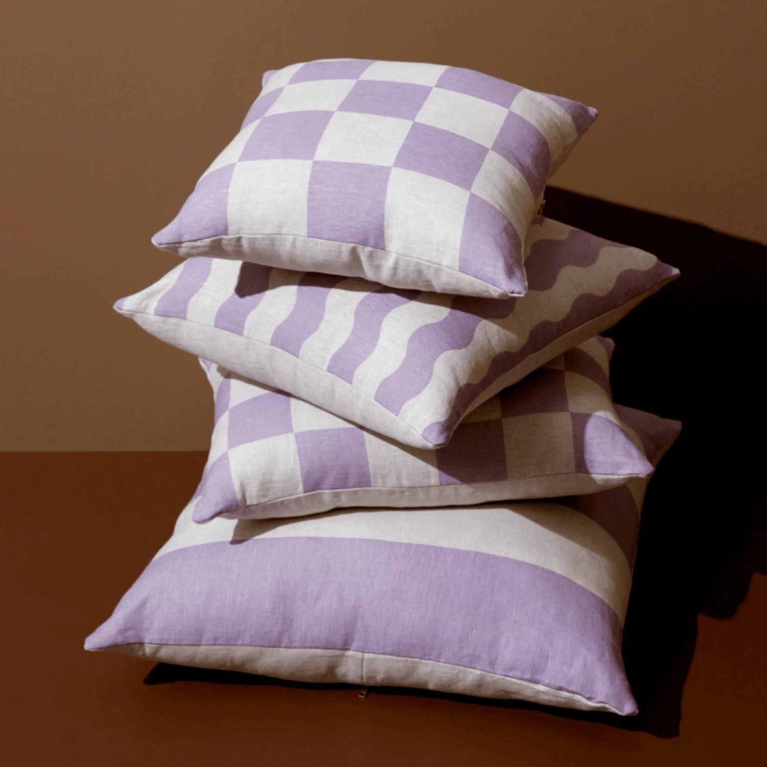Big Check Square Cushion - Lavender - Image 4