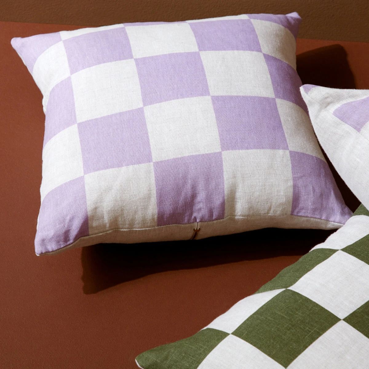 Big Check Square Cushion - Lavender - Image 3