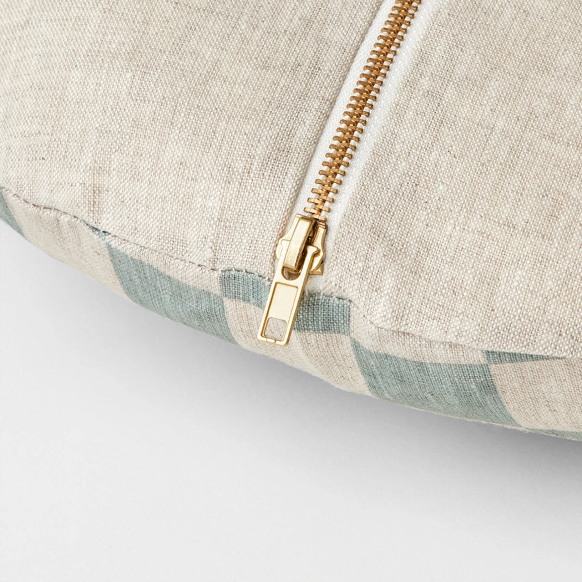 Check Round Cushion - Sky - Image 3