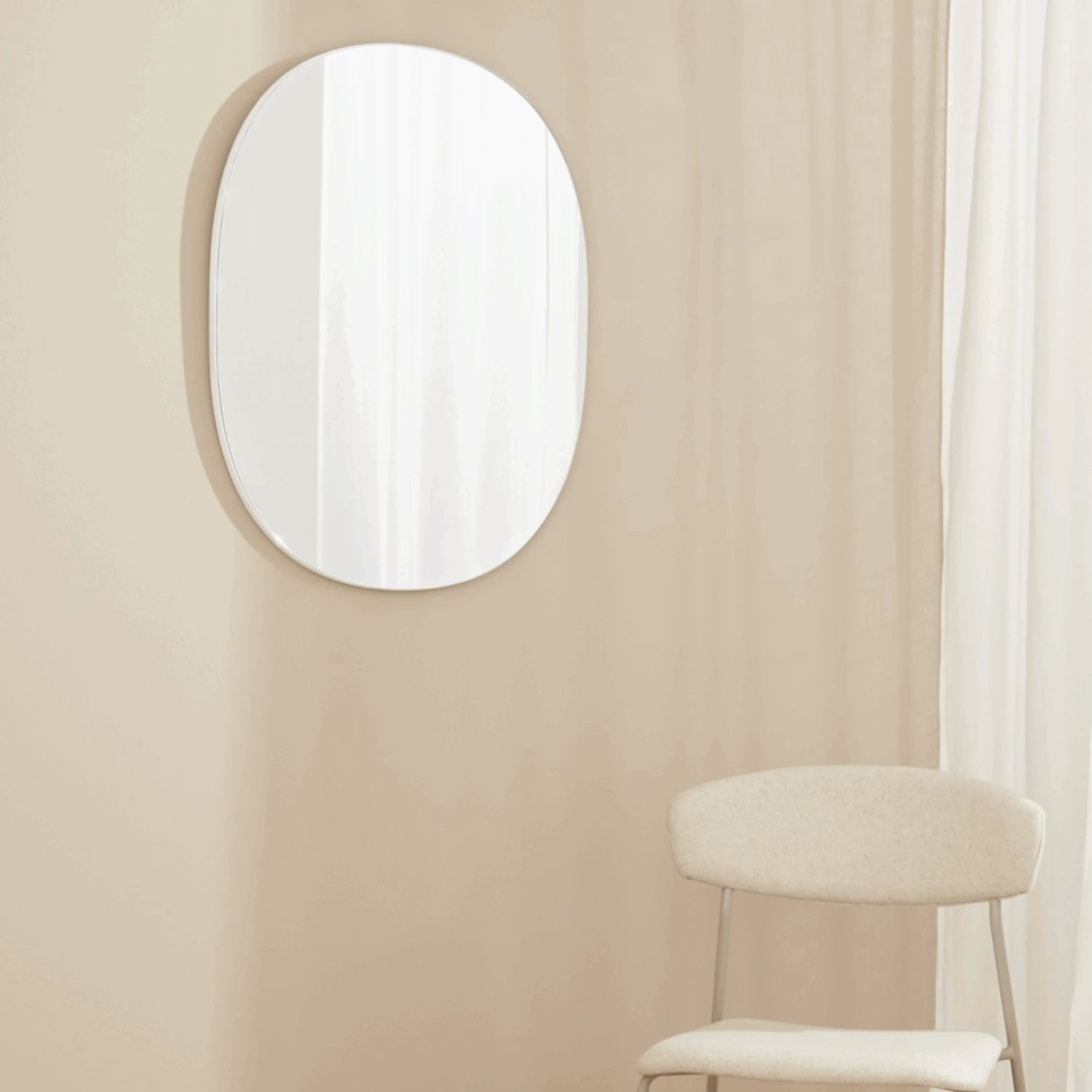 Miller Small Bright White Oval Mirror 60cm X 75cm - Image 2