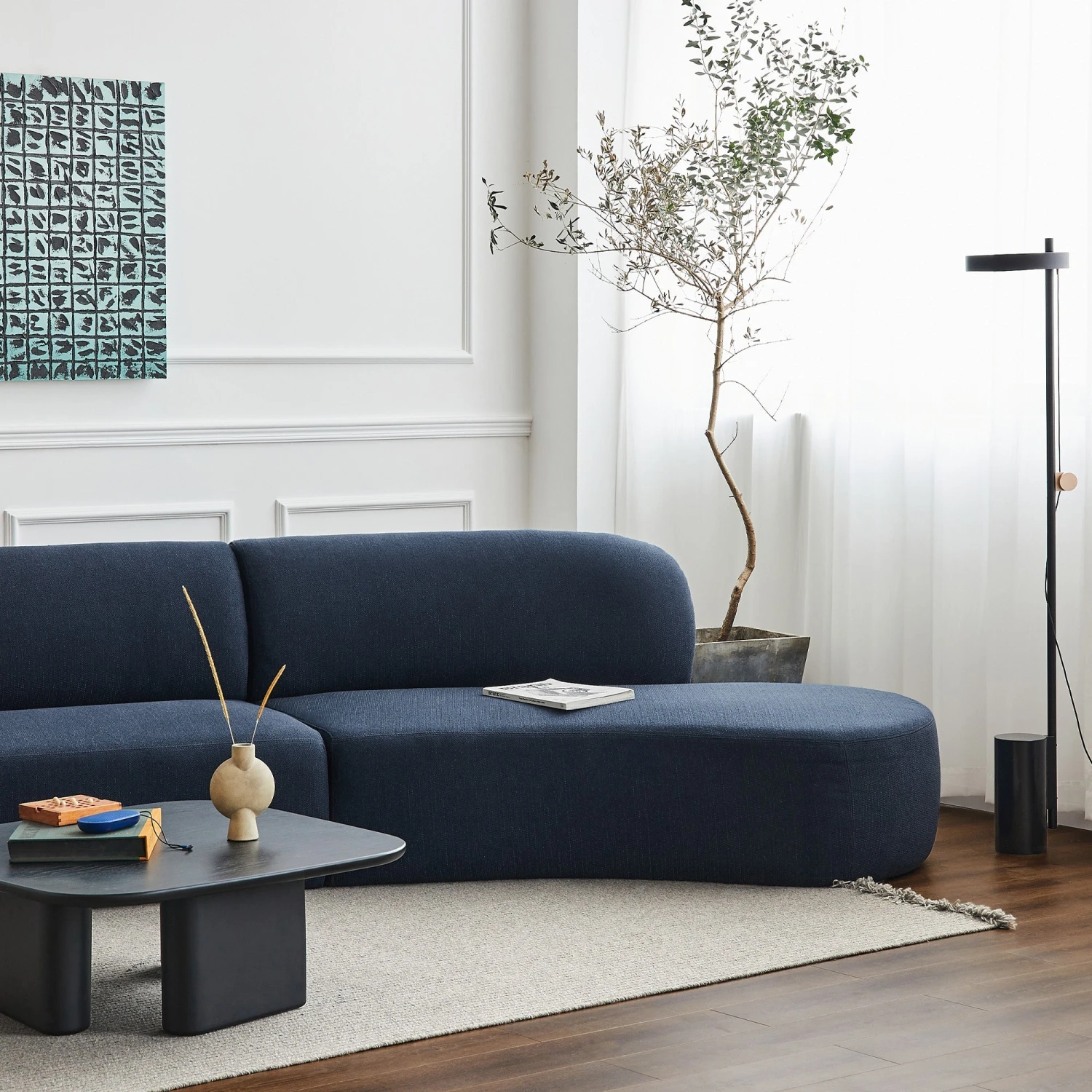 Swell Right Hand Chaise Sofa - Novatex Navy - Image 6