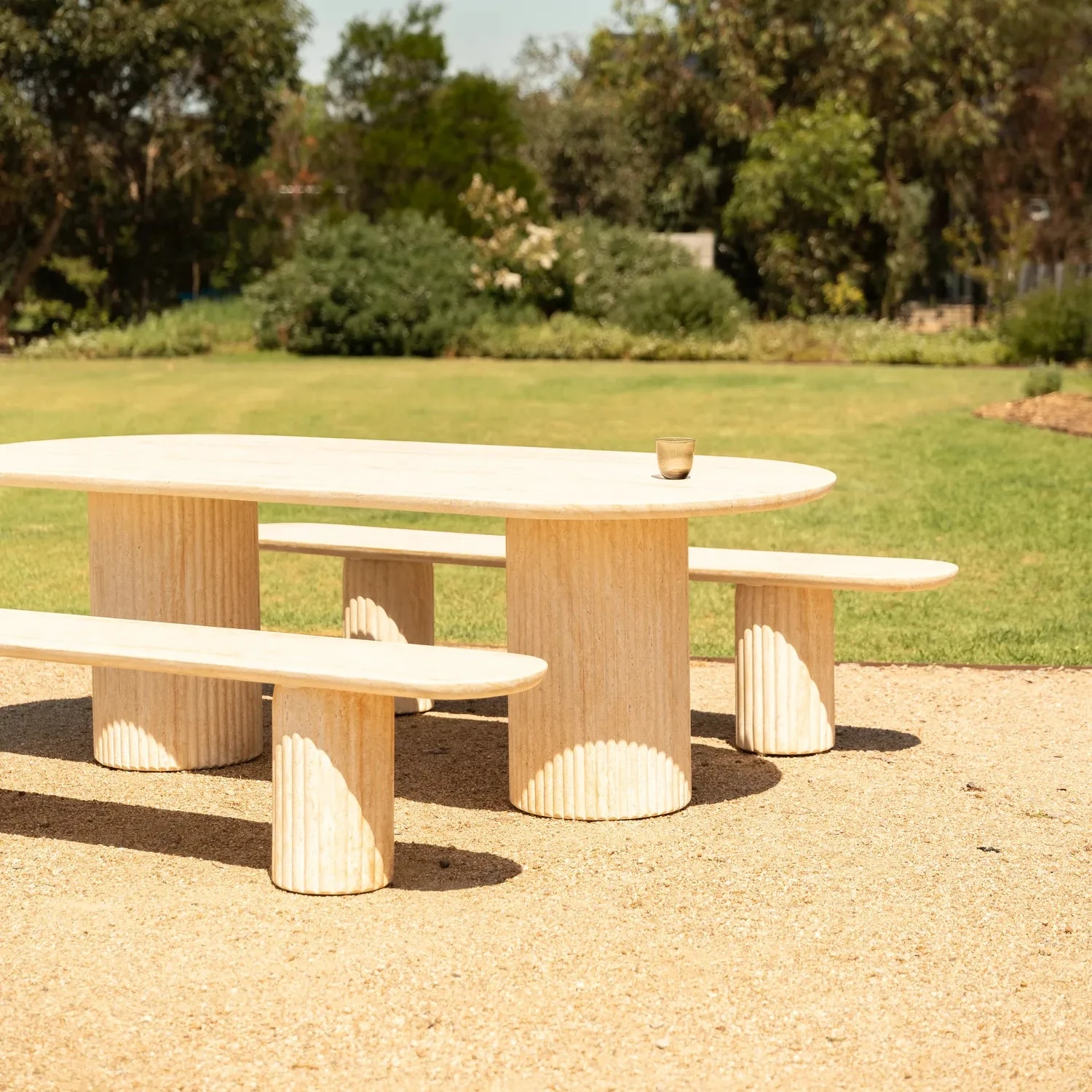 Arlie Outdoor Dining Table 240cm - Travertine Finish - Image 2