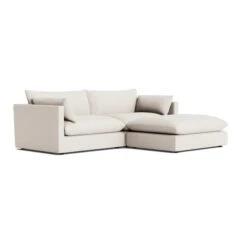 Sidney Slipcover 3 Seater Chaise Sofa - Silex Off White