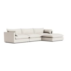 Sidney Slipcover 4 Seater Chaise Sofa - Silex Off White