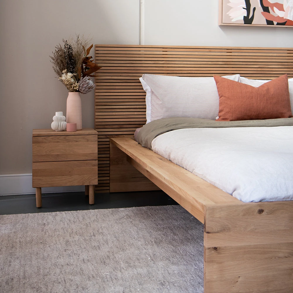 Linear Queen Bed Head - Oak - Image 2