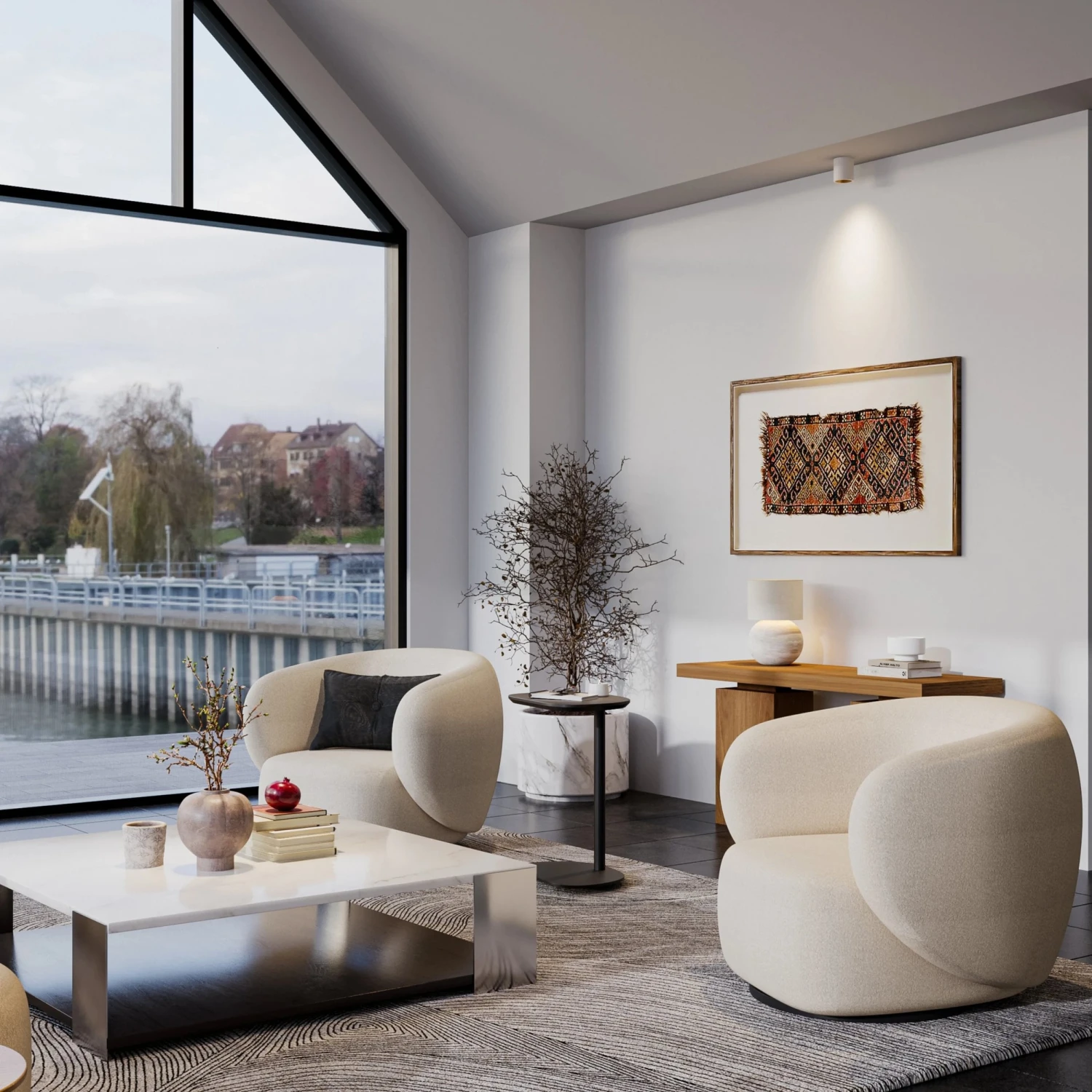 Swell Swivel Armchair - Maya Cream Boucle - Image 4